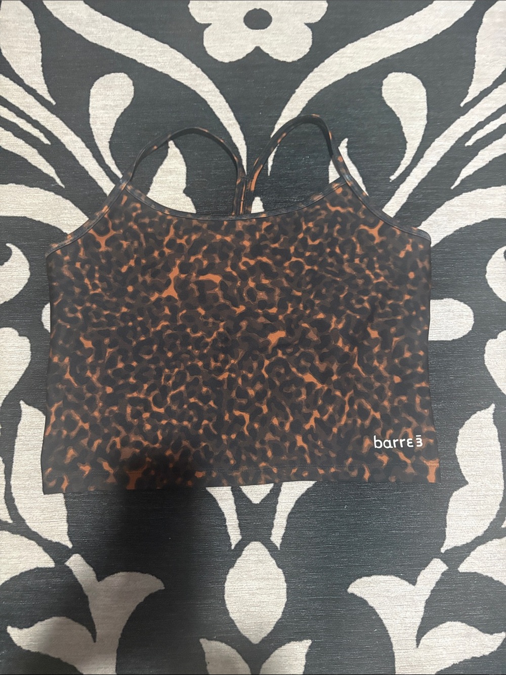 Beyond Yoga Leopard-Print Cropped Cami in Brown and Black